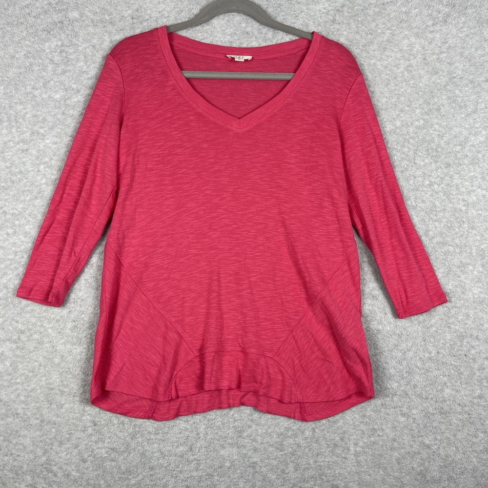 NZT Pink V-Neck T-Shirt Womens Size XS Soft Basic Tee Casual Lounge Coastal